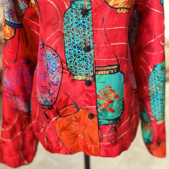 Vintage Chicos Chinese Lanterns Silk Top - Picture 4 of 7